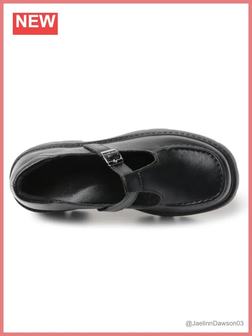 Women's Platform Loafers Adjustable T-Strap Chunky Faux Leather Shoes